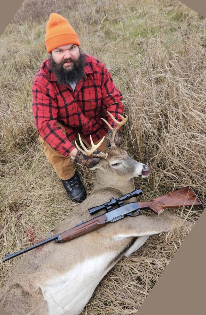 November 18th at 730am, shot this beautiful 9pt in Sault Ste Marie, MI.  With his 30-06. It’s been exactly one year since he got his 8pt from last year! 